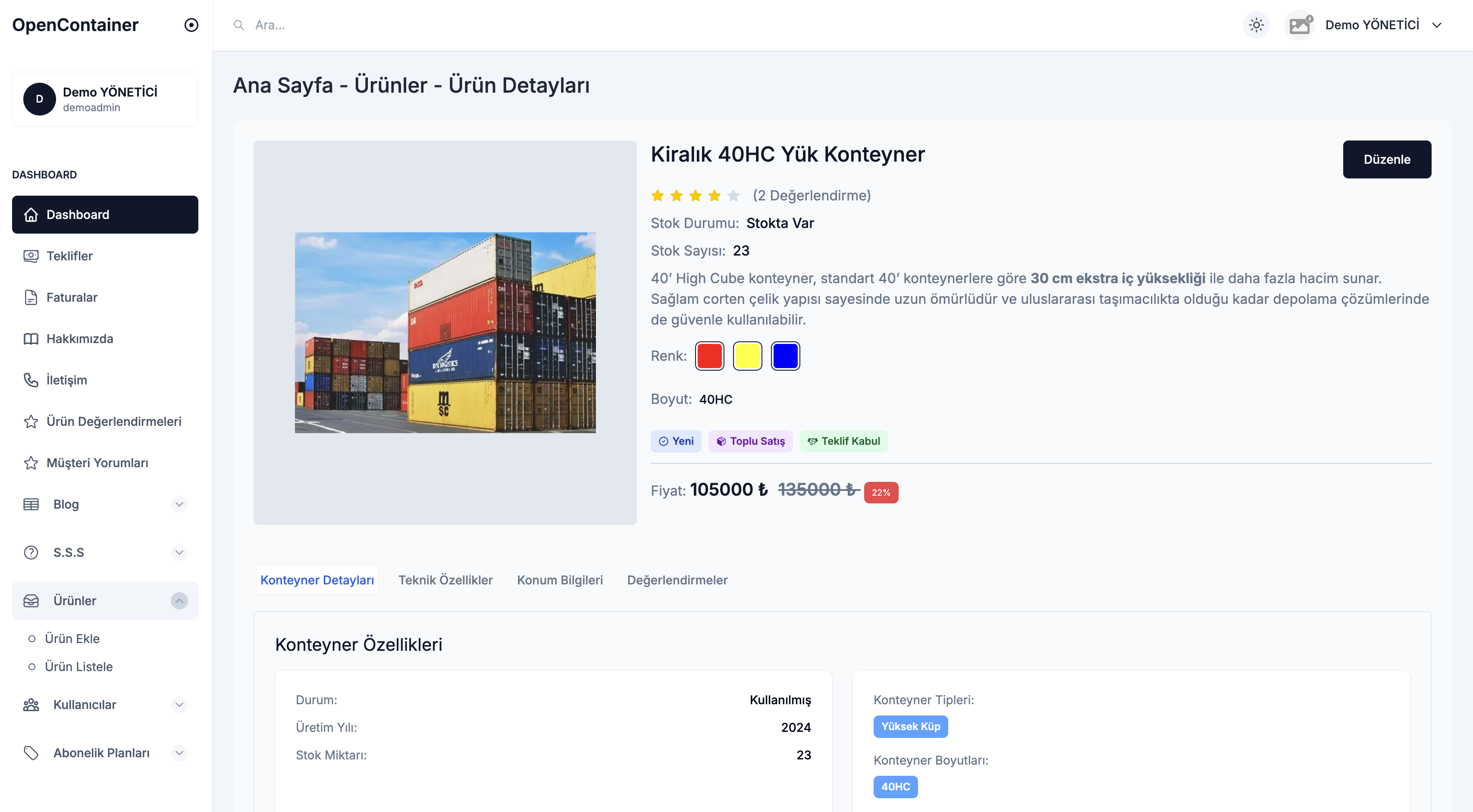 Tek ekranda 5 dakikada konteyner kiralama